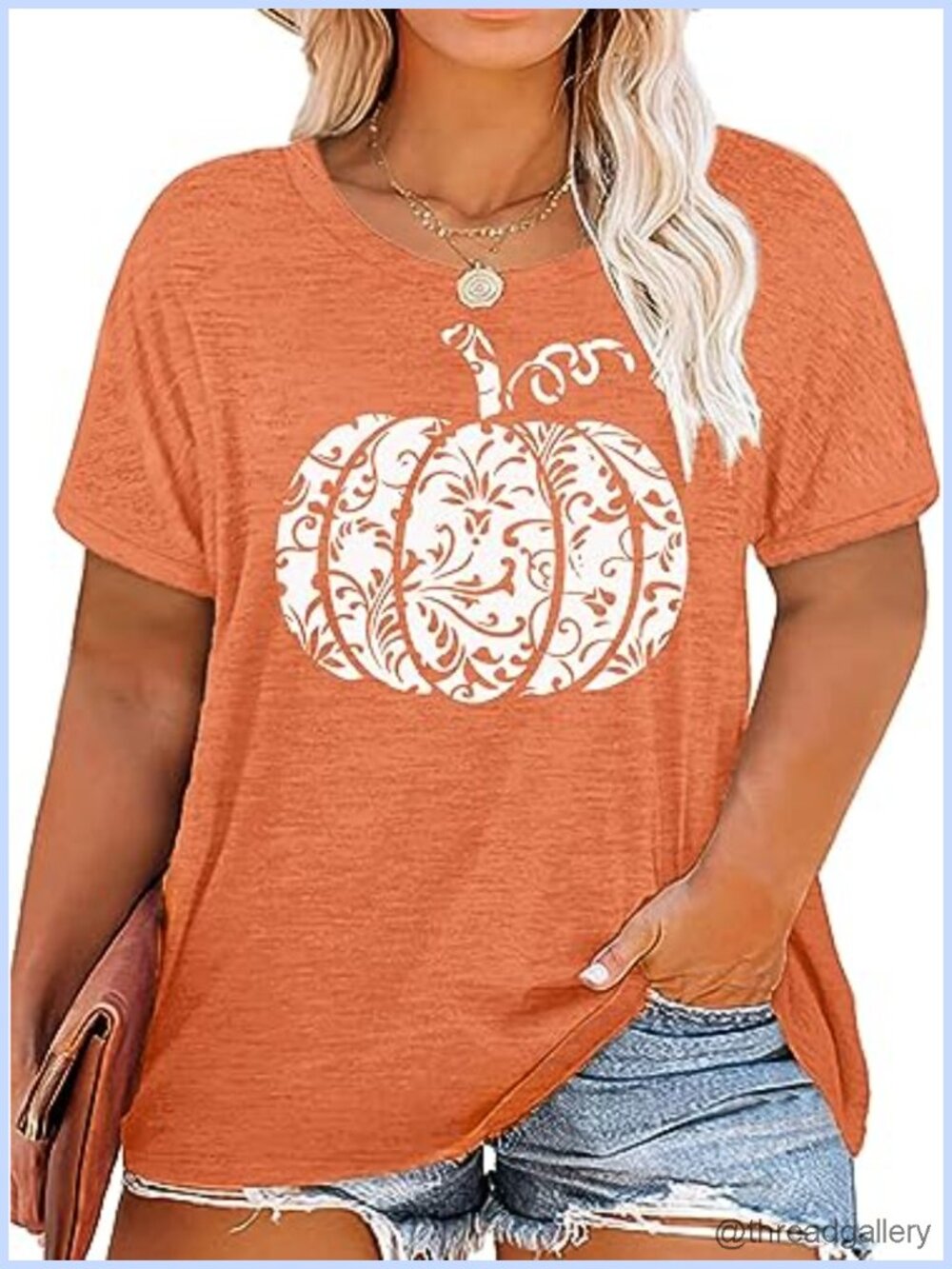 Plus Size Halloween Pumpkin Graphic T-Shirt Fall Short Sleeve Tee
